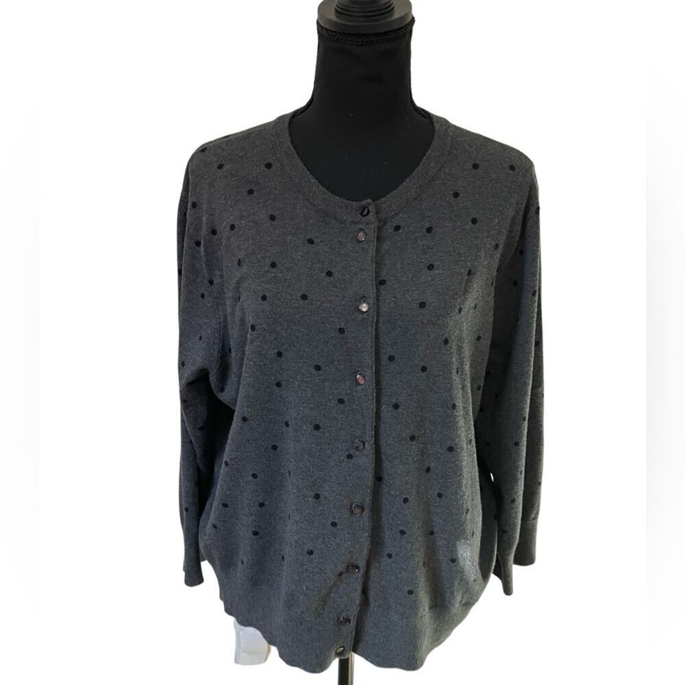 Cable & Gauge XL Gray Polka Dot Cardigan